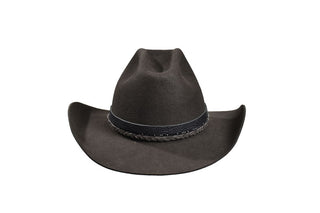 50/50 Dark Gray Beaver Hat with Spinel Beaded Band, Size 7 1/8