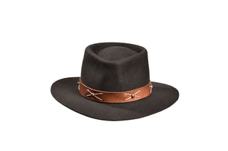 50/50 Beaver fur, Dark Gray, Leather Band, Size 7 1/4