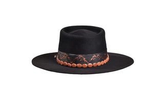 Bolero, Black, Beaver Fur, Size 7 1/8 Sandstone Hatband