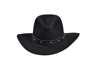 Black 100% Beaver Cowboy Hat with Copper Studded Leather Band, size 7 1/2