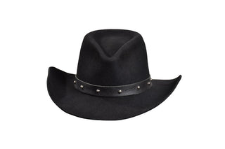 Black 100% Beaver Cowboy Hat with Silver Studded Leather Band, size 7 3/8