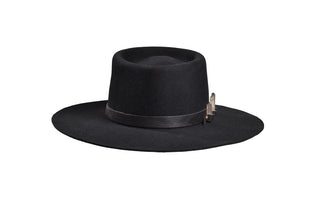 Bolero, Black, Beaver Fur, Size 7 1/2, Black Leather Citrine Stones