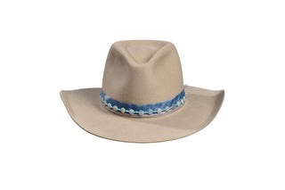 European Hare Sand Cowboy Hat –  Aquamarine Hatband, Size 7