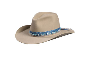 European Hare Sand Cowboy Hat –  Aquamarine Hatband, Size 7