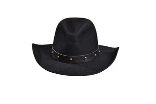 Black European Hare Cowboy Hat with Studded Crystal Band, Size 6 7/8