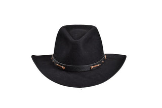 European Hare Black Cowboy Hat with Leather Horseshoe Nail Band – Size 7 5/8