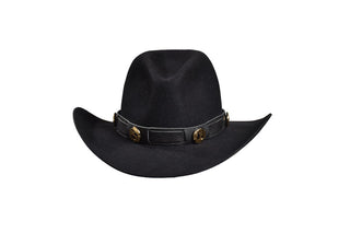 Black European Hare Cowboy Hat with Cactus Concho Band, Size 7