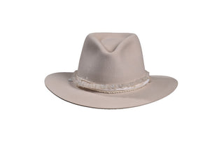 Silverbelly European Hare Fedora with Raw Moonstone Hatband, size 7 3/8