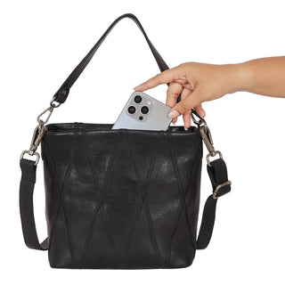 Ivy Diamond Leather Crossbody Bag: Cognac
