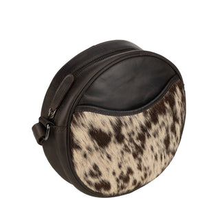 Luna Leather Round Crossbody Bag – Women's – Chestnut, Brown & Hair-On Brown: Brown