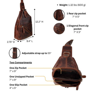 Sydney Leather Crossbody Bag – Unisex – Chestnut