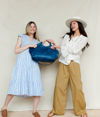 Nelly Handcrafted Leather Tote/Crossbody Bags: Oat