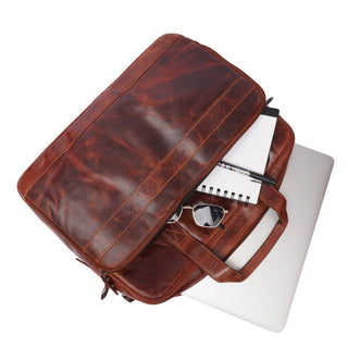 Sutton Leather Briefcase 16" Bag – Unisex – Chestnut