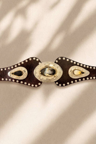 Atlas leather sash belt, dark brown