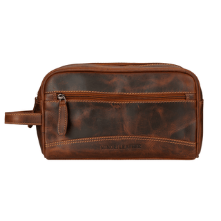 Premium Leather Toiletry Bag for Men – Montana – Chestnut