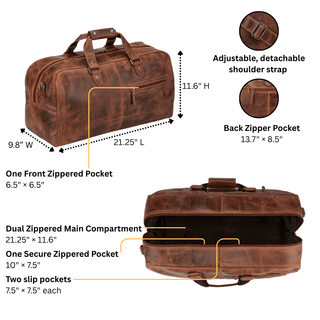 Hudson Leather Duffle Bag – Unisex – Chestnut