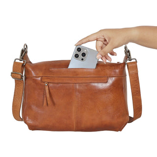 Avery Diamond Leather Crossbody Bag: Cognac