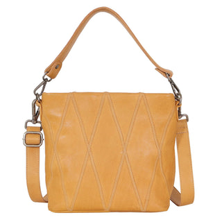 Ivy Diamond Leather Crossbody Bag: Cognac