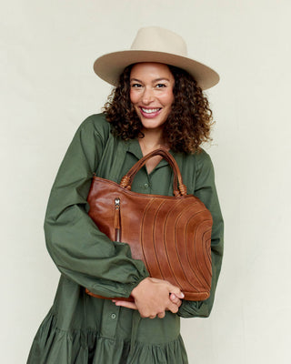 Joplin Handcrafted Leather Tote/Crossbody Bags: Brown