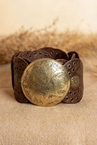 DARK BROWN LEATHER BELT ALPHA WIDE