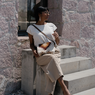 Copal Zapotec Wool Crossbody–Leather Fringe