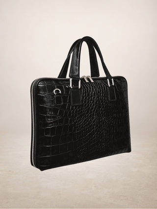 SHILLA - crocodile-embossed: Marron