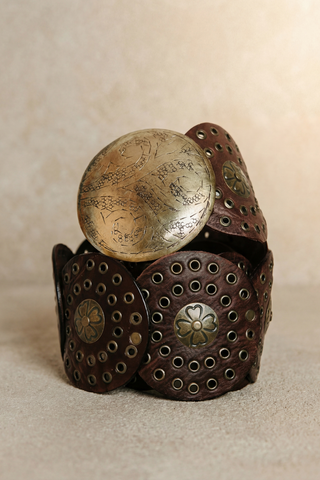DARK BROWN LEATHER BELT ALPHA WIDE