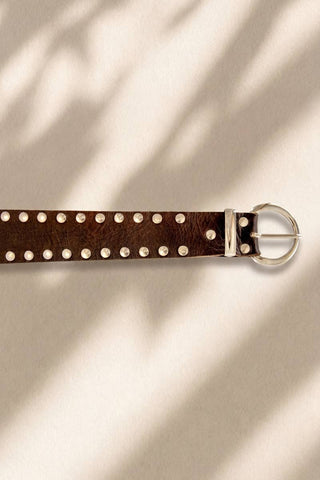 Atlas leather sash belt, dark brown