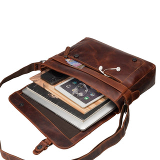 Premium Leather Laptop Bag 14" – Chicago – Chestnut