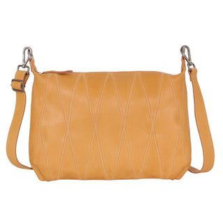 Avery Diamond Leather Crossbody Bag: Cognac