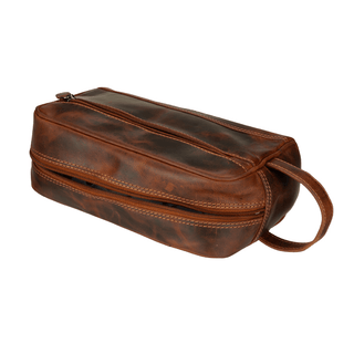 Premium Leather Toiletry Bag for Men – Montana – Chestnut