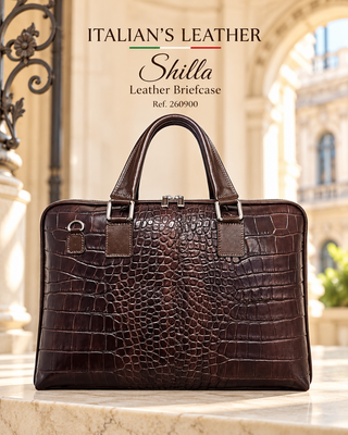 SHILLA - crocodile-embossed: Marron