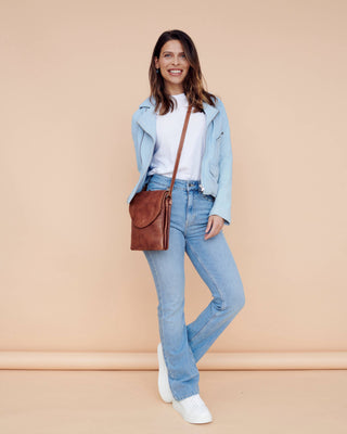 Peck Handcrafted Leather Crossbody Bags: Cognac