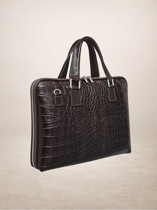 SHILLA - crocodile-embossed: Marron