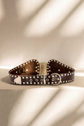 Atlas leather sash belt, dark brown