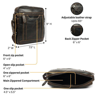 Asheville Leather Crossbody Bag – Unisex – Brown