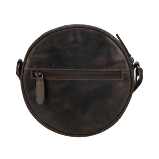 Luna Leather Round Crossbody Bag – Women's – Chestnut, Brown & Hair-On Brown: Hair-On Brown