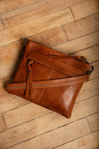 Jett Leather Crossbody Bags: Cognac