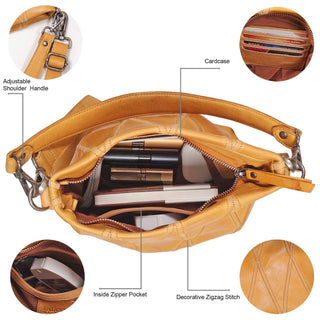 Ivy Diamond Leather Crossbody Bag: Cognac