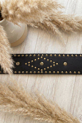 APOLO black leather sash belt