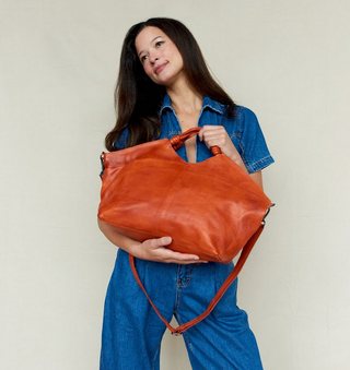 Nelly Handcrafted Leather Tote/Crossbody Bags: Oxblood