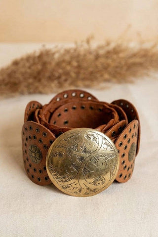 LIGHT BROWN LEATHER BELT ALPHA WIDE