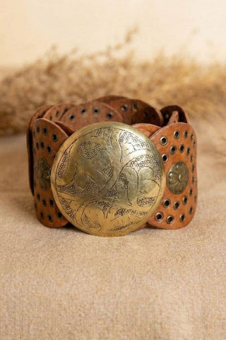 LIGHT BROWN LEATHER BELT ALPHA WIDE