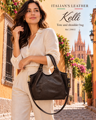 KELLI - Leather bag: Wine red