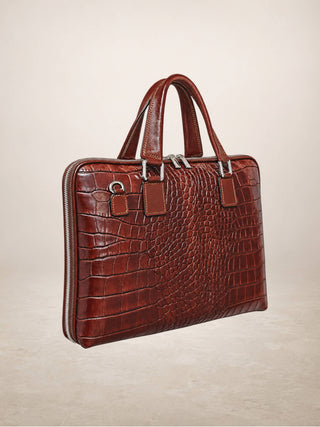 SHILLA - crocodile-embossed: Marron