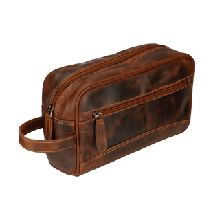 Premium Leather Toiletry Bag for Men – Montana – Chestnut