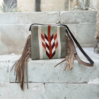 Tierra Verde Wool Fringe Crossbody–Handwoven Oaxaca