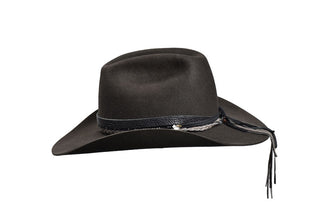 50/50 Dark Gray Beaver Hat with Spinel Beaded Band, Size 7 1/8