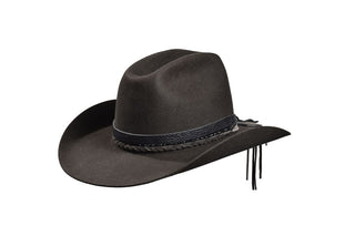 50/50 Dark Gray Beaver Hat with Spinel Beaded Band, Size 7 1/8