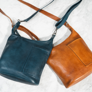 Kerry Leather Crossbody: Indigo